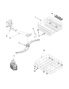 Dishrack Parts Diagram and Parts List for WDF550SAFW0  Whirlpool Dishwasher
