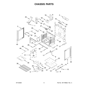 Chassis Parts Diagram and Parts List for YWFES5730SZ0  Whirlpool Range