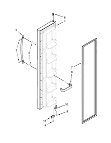Freezer Door Parts Diagram and Parts List for WRS322FNAH00  Whirlpool Refrigerator