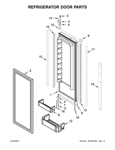 Refrigerator Door Parts Diagram and Parts List for KBFN506EPA01  KitchenAid Refrigerator