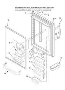 Refrigerator Door Parts Diagram and Parts List for KBRS22KTSS11  KitchenAid Refrigerator