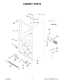 Cabinet Parts Diagram and Parts List for ABB2224BRB02  Whirlpool Refrigerator