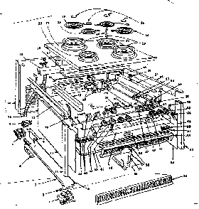 Top Section And Outer Body Parts Diagram and Parts List for 1554557080  Kenmore Range