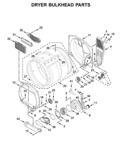 Dryer Bulkhead Parts Diagram and Parts List for 7MWGT4027HW1  Whirlpool Washer Dryer Combo