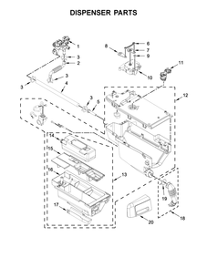 Dispenser Parts Diagram and Parts List for WFW92HEFC0  Whirlpool Washer