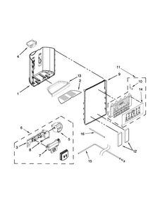 Dispenser Parts Diagram and Parts List for WRS586FLDB01  Whirlpool Refrigerator