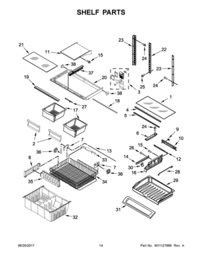 08 - SHELF PARTS Diagram and Parts List for WRFA35SWHN00  Whirlpool Refrigerator