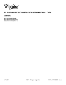 Cover Sheet Diagram and Parts List for WOC95EC0AS03  Whirlpool Microwave
