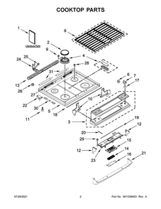 Cooktop Parts Diagram and Parts List for WEG745H0FS2  Whirlpool Range