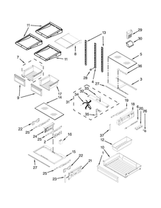 Shelf Parts Diagram and Parts List for KFIS29BBBL01  KitchenAid Refrigerator