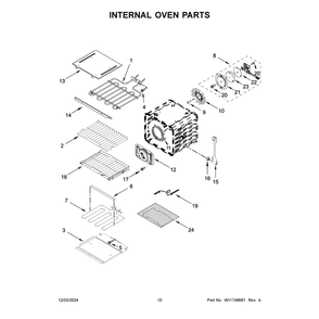 Internal Oven Parts Diagram and Parts List for KOED530PPS01  KitchenAid Wall Oven
