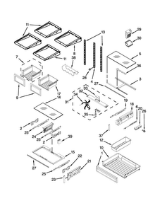 Shelf Parts Diagram and Parts List for KFIS29PBMS01  KitchenAid Refrigerator