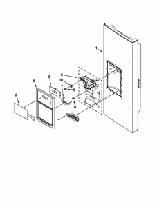 Dispenser Front Parts Diagram and Parts List for 59679549013  Kenmore Refrigerator