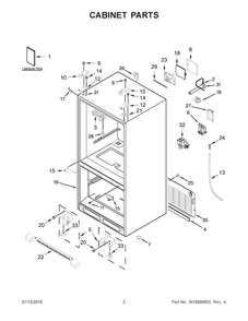 Cabinet Parts Diagram and Parts List for KRFC300EBS00  KitchenAid Refrigerator