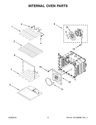 Internal Oven Parts Diagram and Parts List for WOC95EC0AB05  Whirlpool Microwave Oven Combo