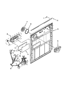 Inner Door Parts Diagram and Parts List for WDF530PAYT7  Whirlpool Dishwasher