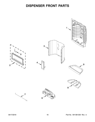 Part Location Diagram of W11045966 Whirlpool TRAY