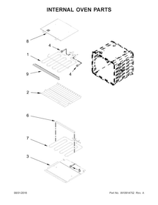 Internal Oven Parts Diagram and Parts List for KODT100ESS01  KitchenAid Wall Oven