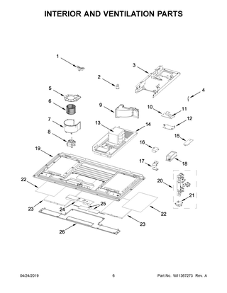 Interior And Ventilation Parts Diagram and Parts List for YKMLS311HBL6  Whirlpool Microwave