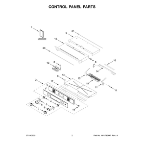 Control Panel Parts Diagram and Parts List for KOES730SPS00  KitchenAid Wall Oven