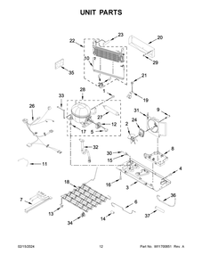 Unit Parts Diagram and Parts List for KRFF305EBS07  KitchenAid Refrigerator