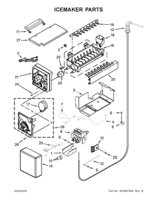 Icemaker Parts Diagram and Parts List for KSSC48QVS06  KitchenAid Refrigerator