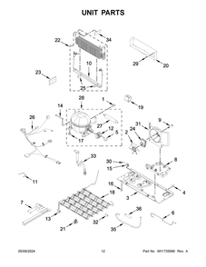 Unit Parts Diagram and Parts List for WRFF5333PV02  Whirlpool Refrigerator