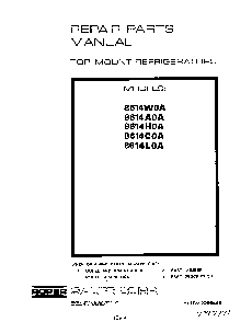 Cover Diagram and Parts List for 8614*0A  Roper Refrigerator