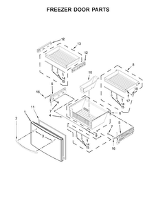 Freezer Door Parts Diagram and Parts List for KFIV29PCMS02  KitchenAid Refrigerator