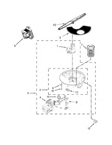 Pump, Washarm And Motor Parts Diagram and Parts List for WDP350PAAB5  Whirlpool Dishwasher