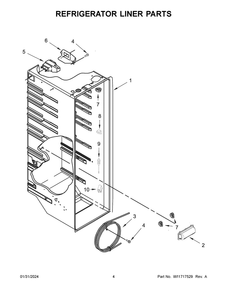 Refrigerator Liner Parts Diagram and Parts List for WRS555SIHZ08  Whirlpool Refrigerator