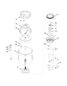Motor, Basket And Tub Parts Diagram and Parts List for WTW8040DW0  Whirlpool Washer