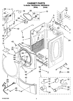 02 - CABINET PARTS Diagram and Parts List for YMEDE900VJ0  Whirlpool Dryer