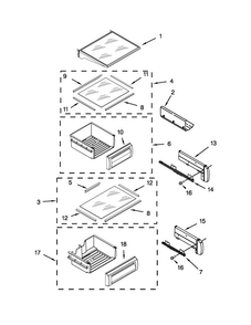Refrigerator Shelf Parts Diagram and Parts List for KSSC42QTS18  KitchenAid Refrigerator
