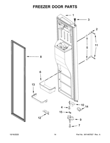 Freezer Door Parts Diagram and Parts List for KRSF705HBS01  Whirlpool Refrigerator