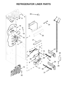 Refrigerator Liner Parts Diagram and Parts List for KBSD602ESS01  KitchenAid Refrigerator