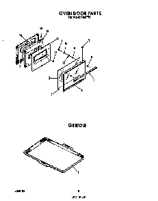 Oven Door Diagram and Parts List for F4857*0  Roper Range