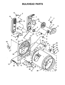 Bulkhead Parts Diagram and Parts List for WGD49STBW0  Whirlpool Dryer