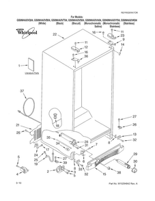 Cabinet Diagram and Parts List for GS6NHAXVB04  Whirlpool Refrigerator