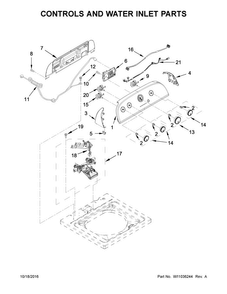 Controls And Water Inlet Parts Diagram and Parts List for WTW4815EW2  Whirlpool Washer