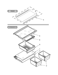 Shelf Parts Diagram and Parts List for WRT316SFDW00  Whirlpool Refrigerator