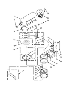 Case, Gearing And Planetary Unit Parts Diagram and Parts List for 9KSM5CBWH1  KitchenAid Mixer