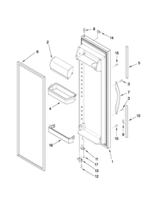 Refrigerator Door Parts Diagram and Parts List for ED2CHQXVQ03  Whirlpool Refrigerator