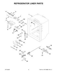 03 - Refrigerator Liner Parts Diagram and Parts List for MFC2062FEZ13  Whirlpool Refrigerator