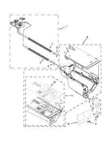 Dispenser Parts Diagram and Parts List for WFW70HEBW2  Whirlpool Washer