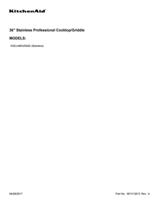 Cover Sheet Diagram and Parts List for KGCU463VSS02  KitchenAid Cooktop