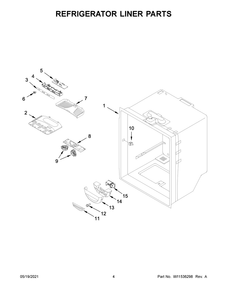 Refrigerator Liner Parts Diagram and Parts List for WRF532SNHW03  Whirlpool Refrigerator