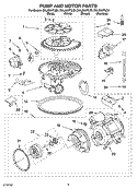 PUMP AND MOTOR PARTS Diagram and Parts List for DUL300XTLB0  Whirlpool Dishwasher