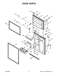 04 - Door Parts Diagram and Parts List for WRT311FZDZ05  Whirlpool Refrigerator