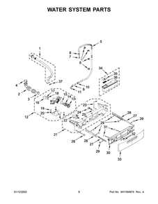 Water System Parts Diagram and Parts List for 8TWFC6820LC0  Whirlpool Washer Dryer Combo